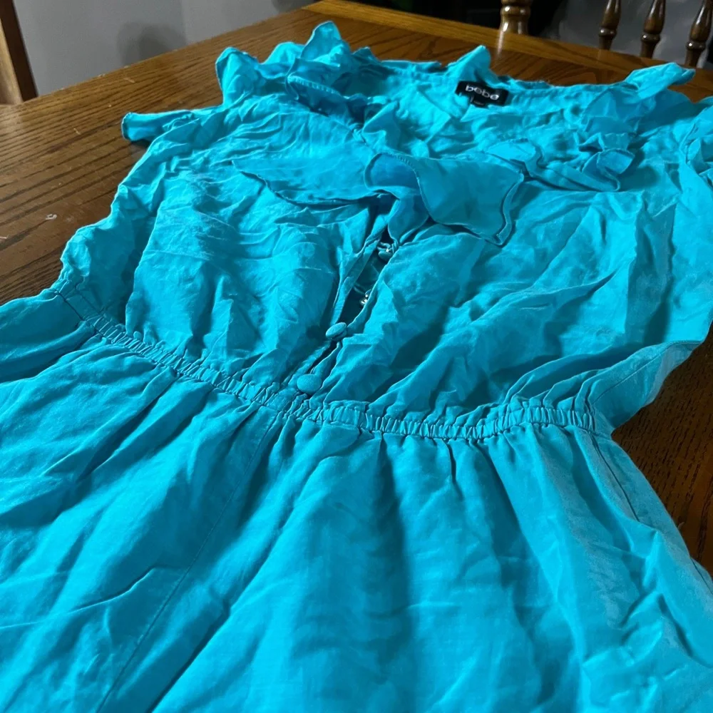 Bebe Vibrant Blue Ruffled Romper - Size Small - Picture 2 of 5